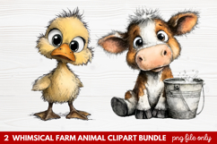 Whimsical Farm Animal Clipart | Cute Farm Animals PNG Set Product Image 1