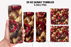 3D Flower Skinny Tumbler 20oz Wrap Design,Flowers Tumble PNG Product Image 1