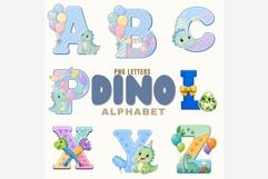 Dino Alphabet Clipart Bundle | Cute Dinosaur PNG Letters A-Z Product Image 6