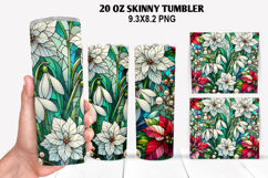 Florals Skinny Tumbler 20oz Wrap Design, Winter Tumbler PNG Product Image 1