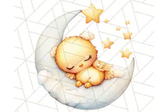 Sleeping Baby Animals PNG, Moon and Stars Nursery Clipart Product Image 3