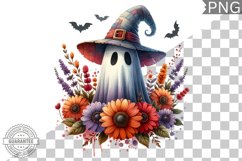 Halloween Ghost And Flowers Sublimation - Halloween Clipart Product Image 1