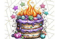 Whimsical Halloween Cake Clipart PNG, Spooky Desserts Product Image 3