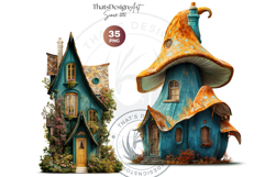 Fairy Tale Houses PNG, Gnome home, Whimsical Buildings Product Image 10