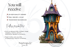 Fairy Tale Houses PNG, Gnome home, Whimsical Buildings Product Image 2