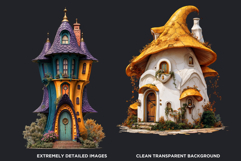 Fairy Tale Houses PNG, Gnome home, Whimsical Buildings Product Image 3