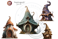 Fairy Tale Houses PNG Set 2, Gnome home, Whimsical Buildings Product Image 10