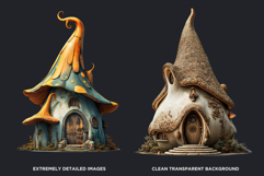 Fairy Tale Houses PNG Set 2, Gnome home, Whimsical Buildings Product Image 3