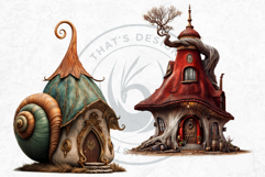 Fairy Tale Houses PNG Set 2, Gnome home, Whimsical Buildings Product Image 8