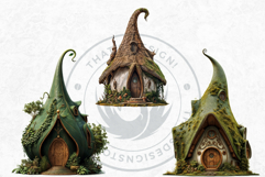 Fairy Tale Houses PNG Set 2, Gnome home, Whimsical Buildings Product Image 9