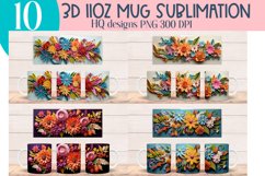 Floral 3D mug Wraps for Sublimation BUNDLE paper cut effect Product Image 3