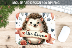 Watercolor Hedgehog Mouse Pad Sublimation - Valentines Png Product Image 1