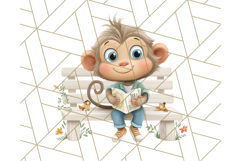 Zoo Monkeys Clipart, Cute Cartoon Jungle Monkeys PNG Product Image 3