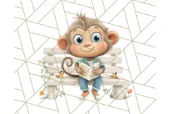 Zoo Monkeys Clipart, Cute Cartoon Jungle Monkeys PNG Product Image 3