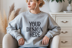 Ash Gildan 18000 Sweatshirt Mockup,G18000 Crewneck Sweatshir Product Image 1