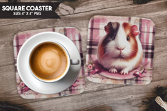 Hamster, Pets &amp; Animals, Buffalo Plaid Square Coaster PNG Product Image 1