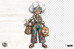 Fashionable Summer Grandma PNG - Summer Clipart Product Image 1