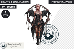 Pastel Goth Fairy Clipart, Black Pink PNG fantasy clipart Product Image 1