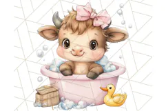 Farm Animal Babies in Bubble Bath PNG, Nursery Clipart Product Image 3