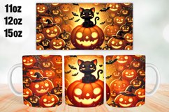 Halloween Cat Mug Wrap Sublimation 11oz, 12oz, 15oz Product Image 1