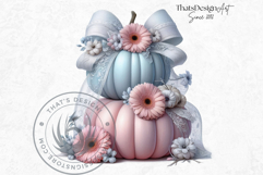 Floral Dreamy Pastel coquette pumpkins with bow PNG Cliparts Product Image 8
