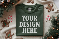 Gildan 64000 Forest Green Folded Christmas Flat Lay T-shirt Product Image 1