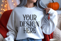 White Gildan 18000 Sweatshirt mockup Product Image 1