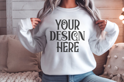 Gildan 18000 White Sweatshirt mockup Product Image 1