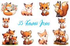 35 Kawaii Fox Sticker Idea Illustration Designs JPG Cute Product Image 1