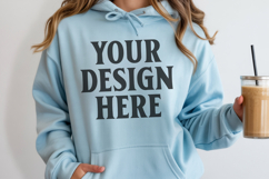 Light Blue Gildan 18500 Hoodie Sweatshirt Mockup, Unisex Product Image 1