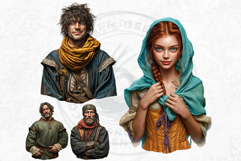 Medieval Peasants PNG Clipart, Fantasy Villagers, Historical Product Image 4