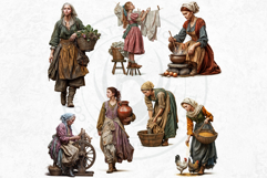 Medieval Peasants PNG Clipart, Fantasy Villagers, Historical Product Image 5