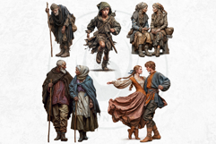 Medieval Peasants PNG Clipart, Fantasy Villagers, Historical Product Image 9