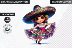 Cute Mexican ballerina clipart, cinco de Mayo girl clipart Product Image 1