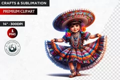 Cute Mexican ballerina clipart,cinco de Mayo girl,dancer png Product Image 1