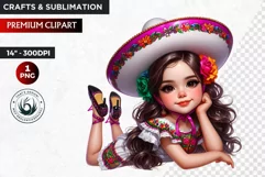 Cute Mexican girl clipart,cinco de Mayo girl,mexican dancer Product Image 1