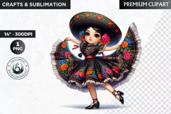 Cute Mexican ballerina clipart, cinco de Mayo girl clipart Product Image 1