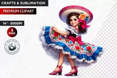 Cute Mexican ballerina clipart,cinco de Mayo girl,dancer png Product Image 1
