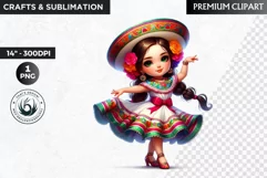 Cute Mexican ballerina clipart, cinco de Mayo girl clipart Product Image 1