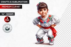 Cute Mexican ballerina clipart,cinco de Mayo girl,dancer png Product Image 1
