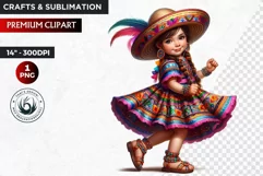 Cute Mexican girl clipart,cinco de Mayo girl,mexican dancer Product Image 1