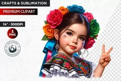 Cute Mexican ballerina clipart,cinco de Mayo girl,dancer png Product Image 1