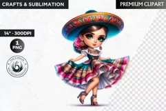 Cute Mexican ballerina clipart, cinco de Mayo girl clipart Product Image 1