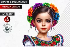 Cute Mexican girl clipart,cinco de Mayo girl,mexican dancer Product Image 1