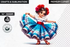 Cute Mexican ballerina clipart, cinco de Mayo girl clipart Product Image 1