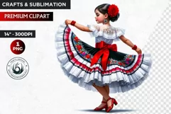 Cute Mexican girl clipart,cinco de Mayo girl,mexican dancer Product Image 1
