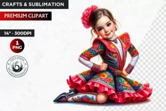 Cute Mexican ballerina clipart,cinco de Mayo girl,dancer png Product Image 1
