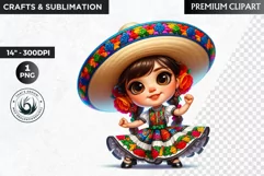 Cute Mexican ballerina clipart, cinco de Mayo girl clipart Product Image 1