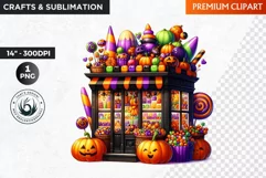 halloween clipart, Candy Shop Clipart, Halloween Storefront Product Image 1