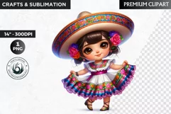 Cute Mexican ballerina clipart, cinco de Mayo girl clipart Product Image 1